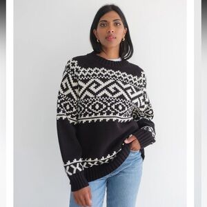 Brunette The Label Black and Cream Fair isle knit Sweater